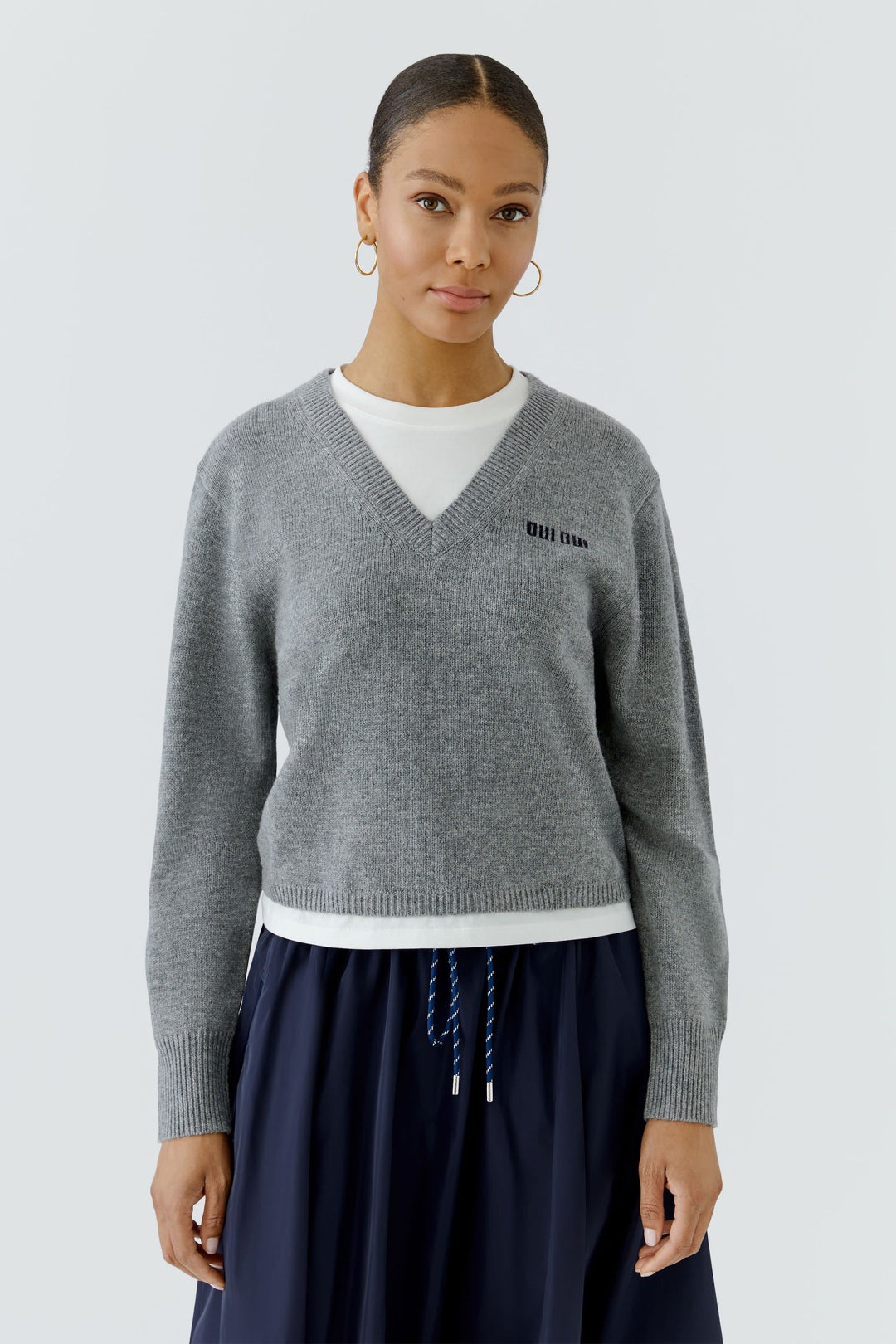 Chandail en tricot à col en V pour femme Oui