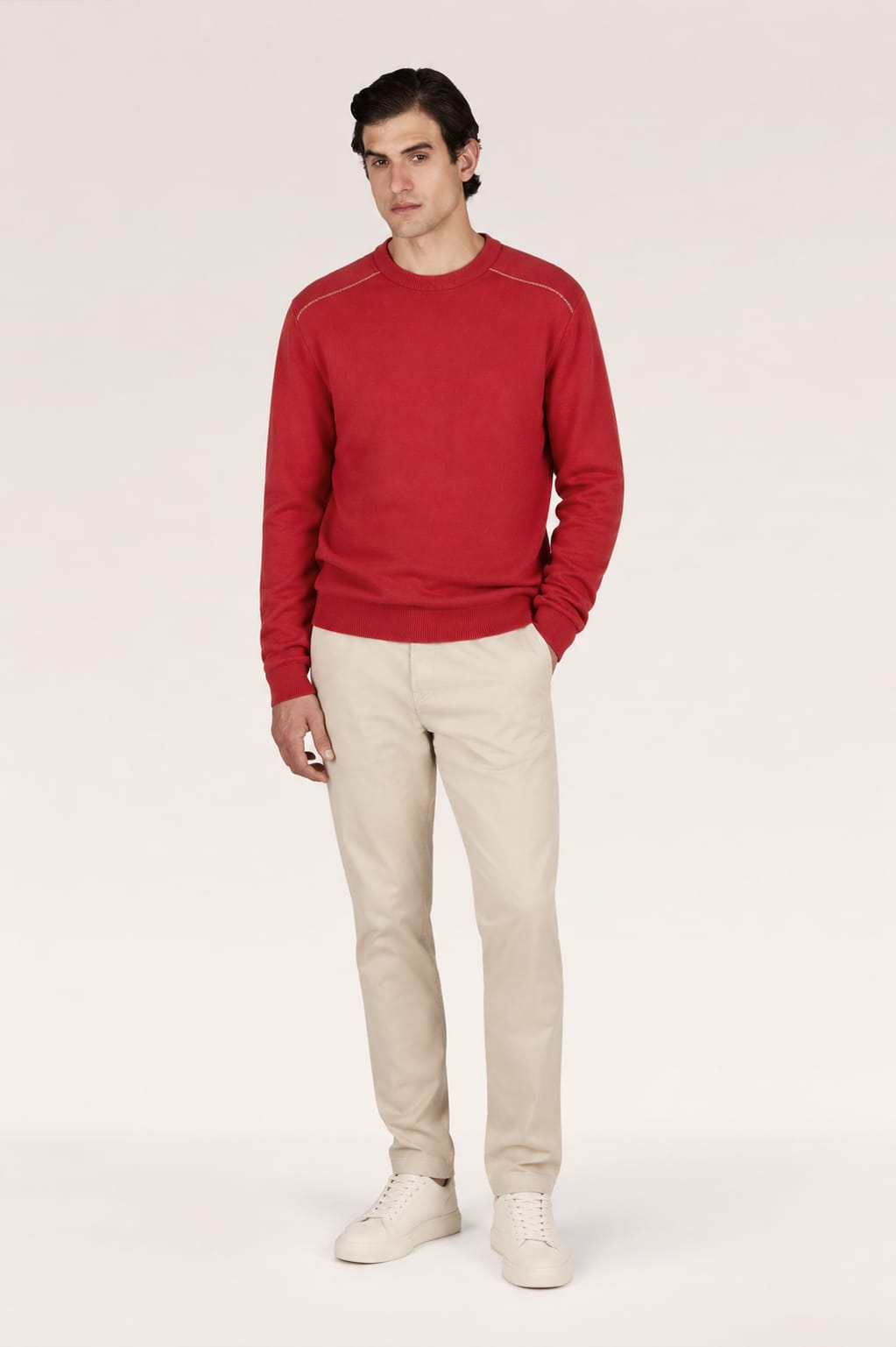 Vue de face chandail Paul and Shark pour homme en tricot bleu col rond - Valérie Simon