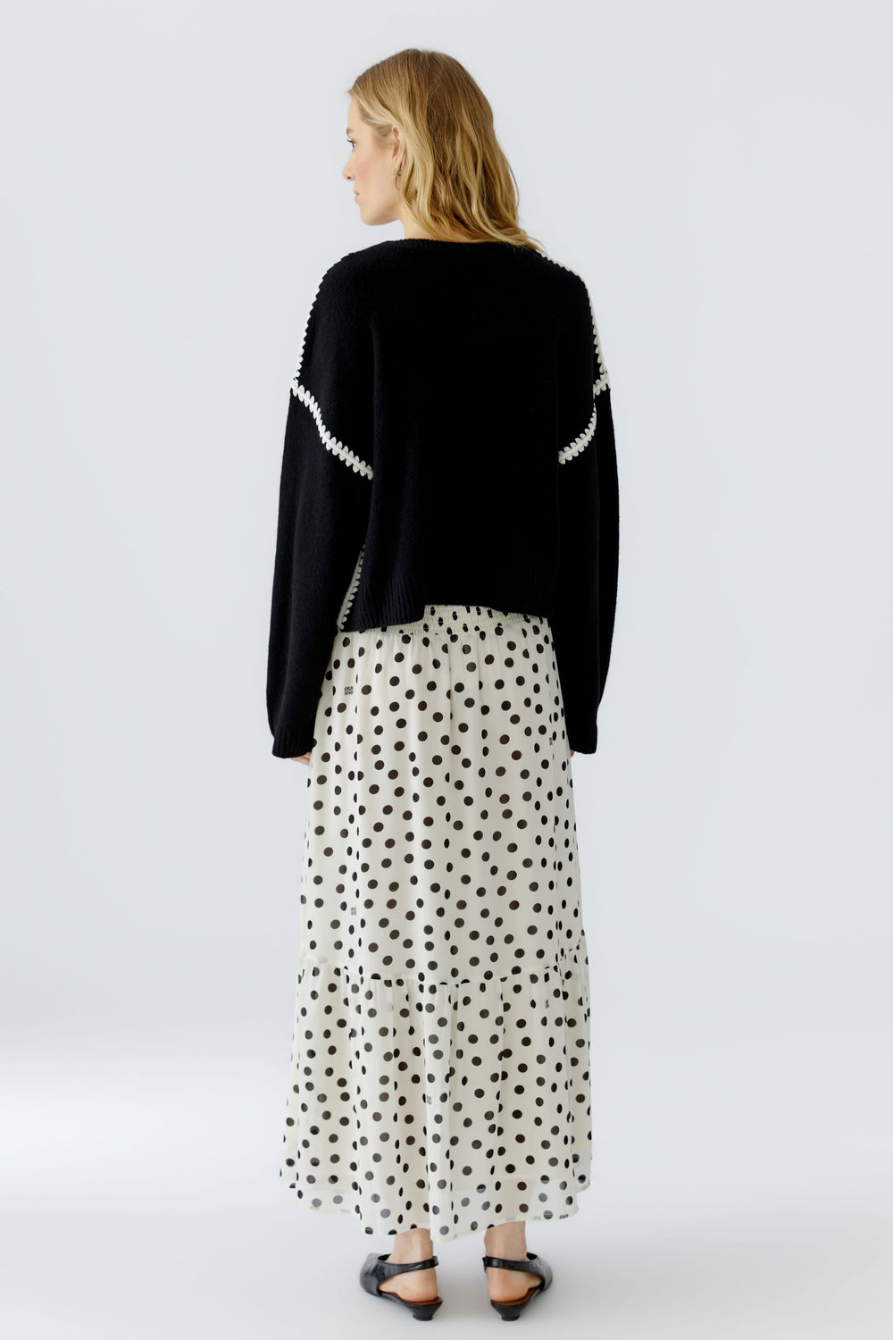 Women's knit sweater with contrasting seams Oui
