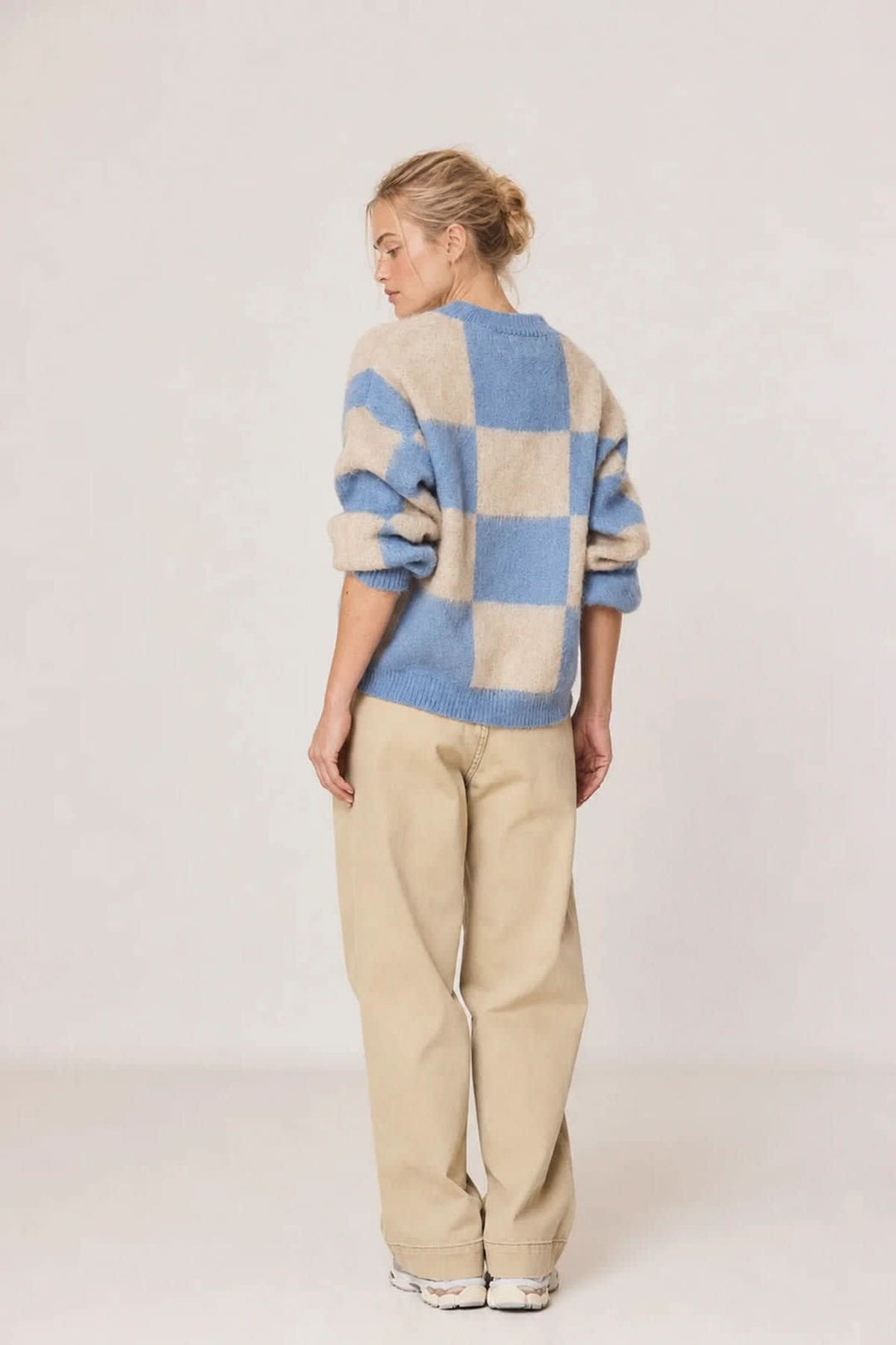Chandail en tricot à motif damier pour femme Indi &amp; cold