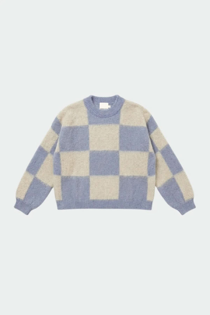 Chandail en tricot à motif damier vue de face pour femme Indi &amp; cold