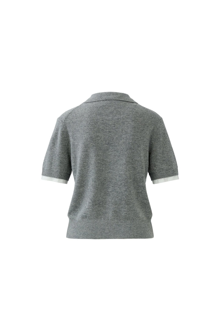 Chandail en tricot à col polo effet superposé pour femme Oui