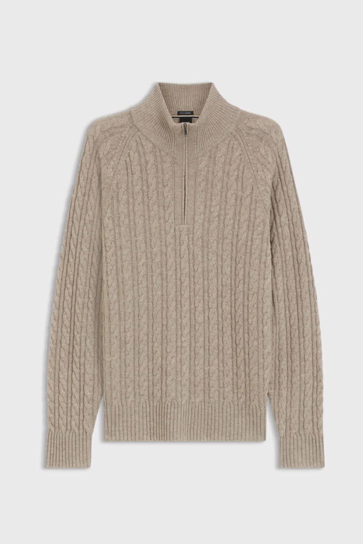 Chandail en tricot torsadé à demi-fermeture éclair vue de face Hugo Boss