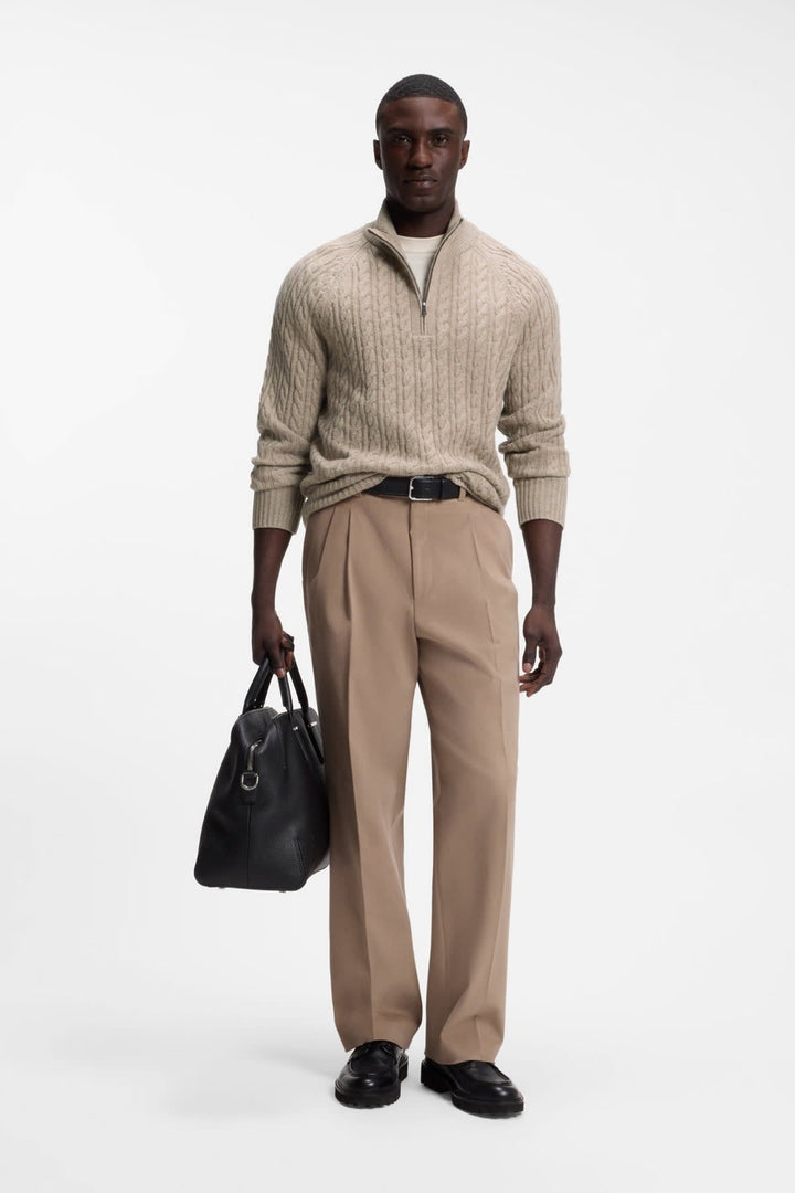 Chandail en tricot torsadé à demi-fermeture éclair Hugo Boss