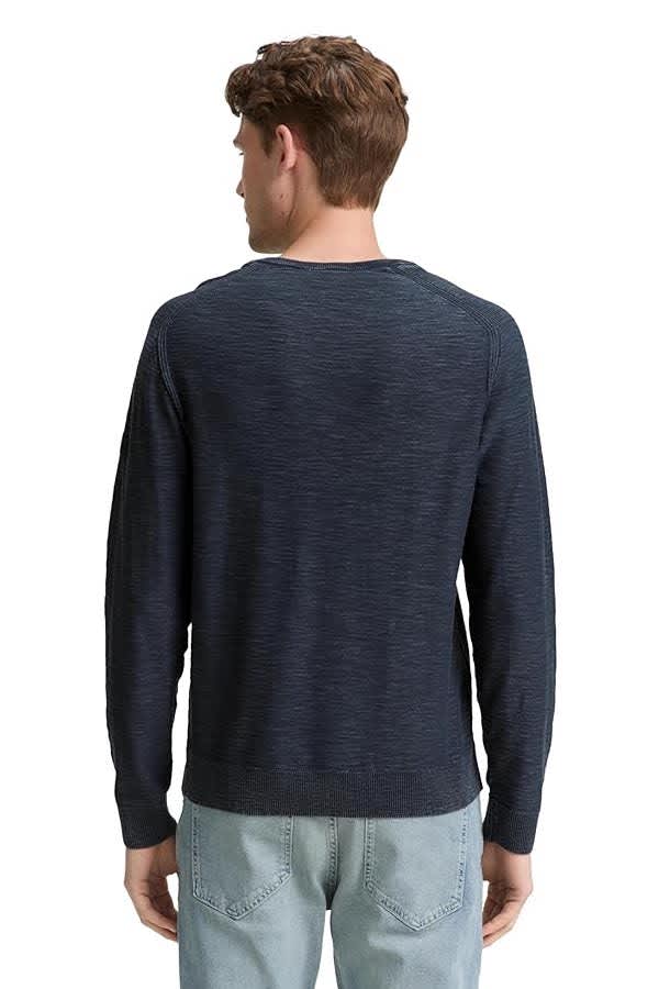 Vue de côté chandail henley en maille Tom Tailor pour homme gris avec boutons - Valérie Simon