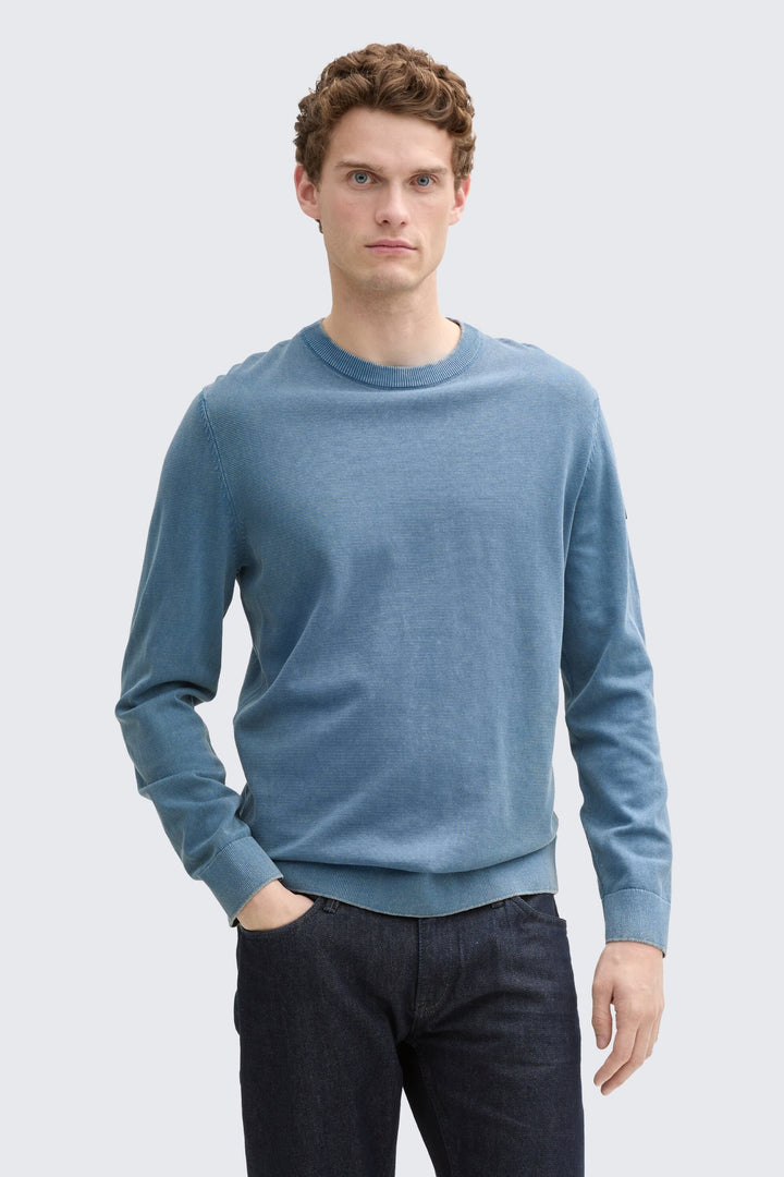 Vue de face chandail homme gris Tom Tailor avec texture fine - Valérie Simon