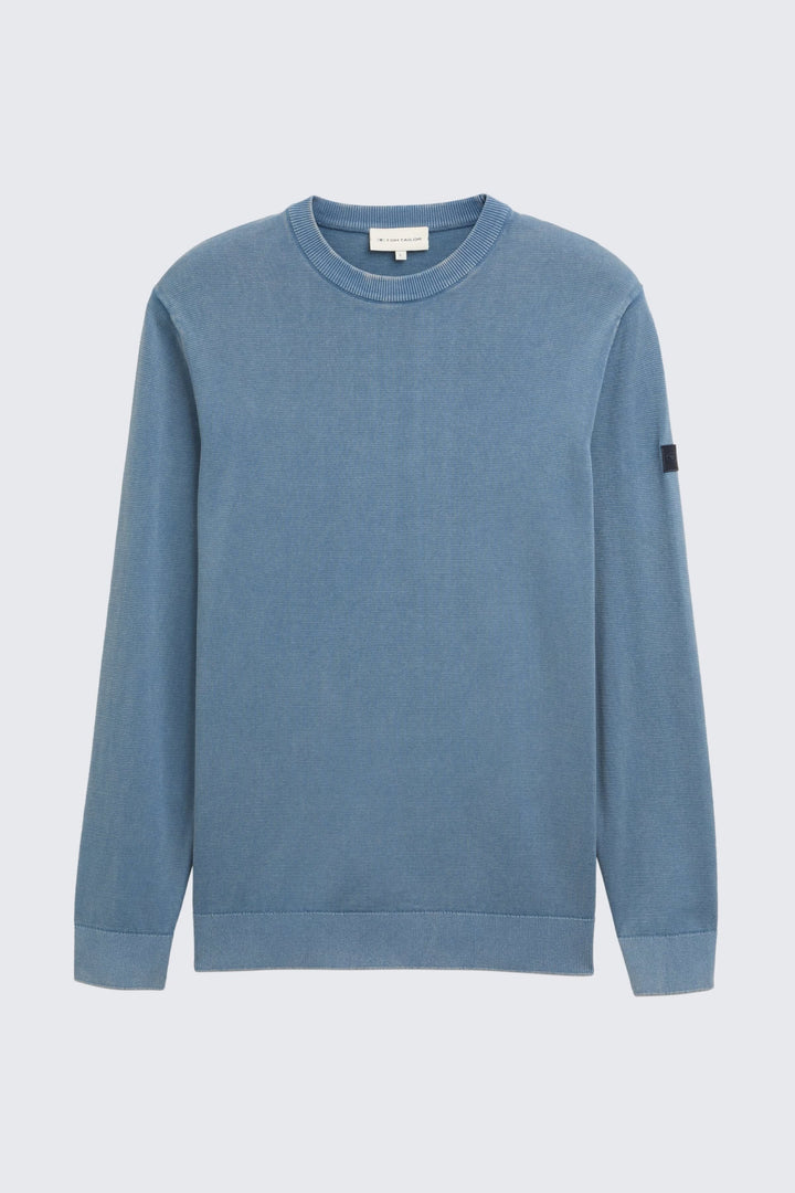 Vue de face chandail léger col rond Tom Tailor pour homme beige - Valérie Simon