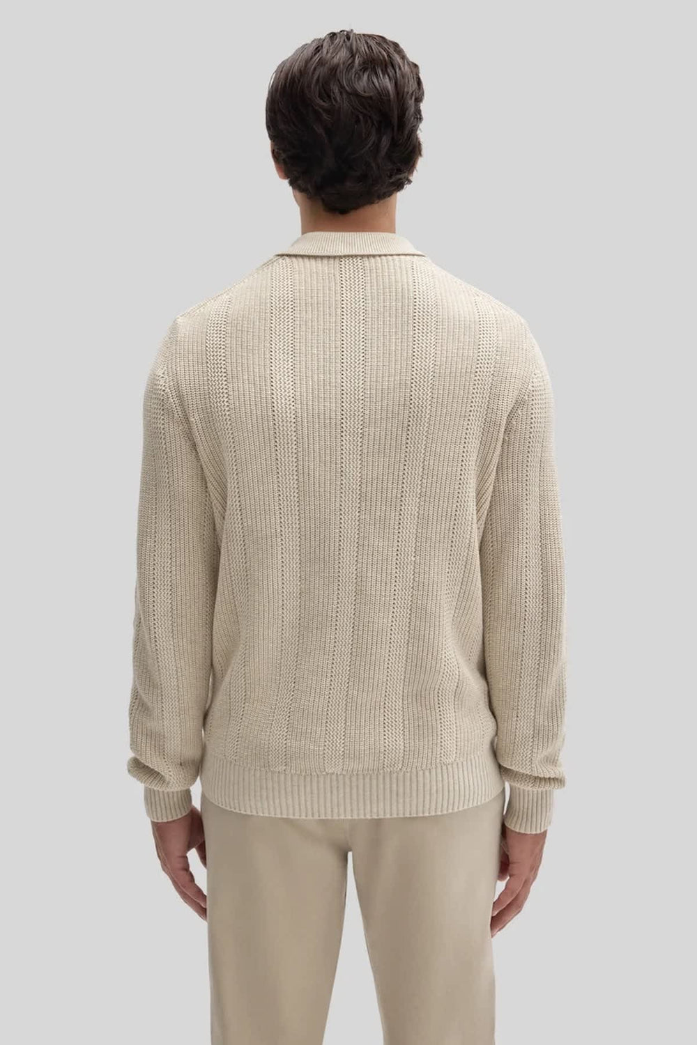Men's textured knit cotton polo sweater Robert Barakett