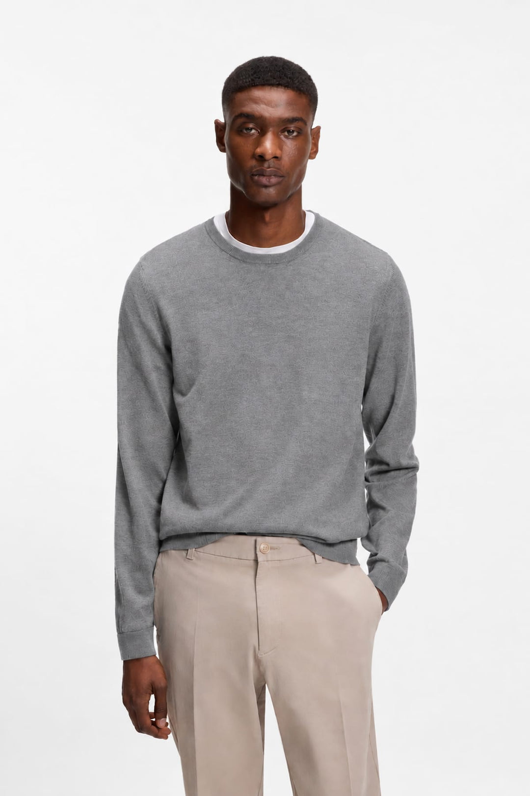 Chandail texturé à col rond pour homme Hugo Boss