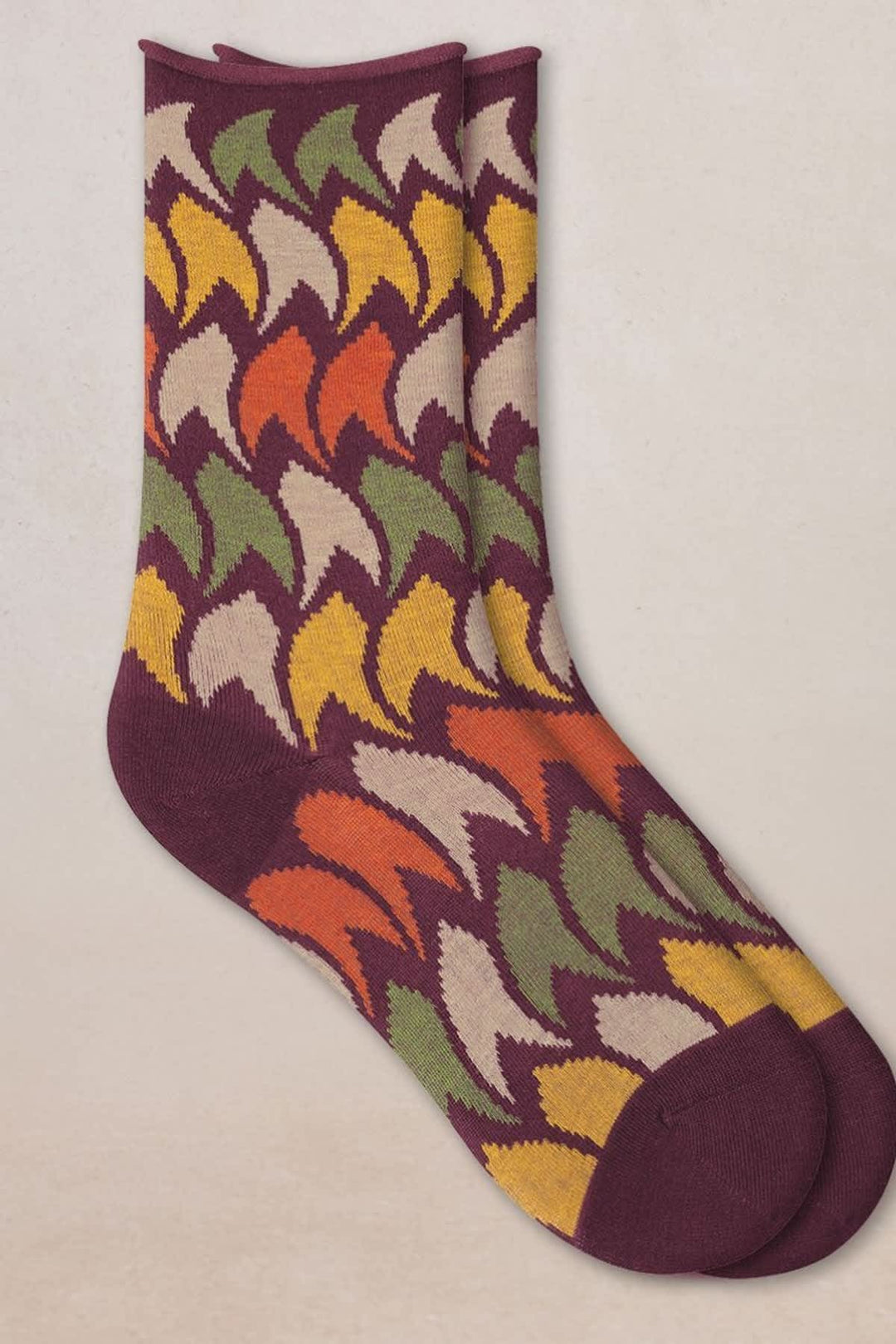 Chaussettes à motif plumes ondulées pour femme Bleuforêt