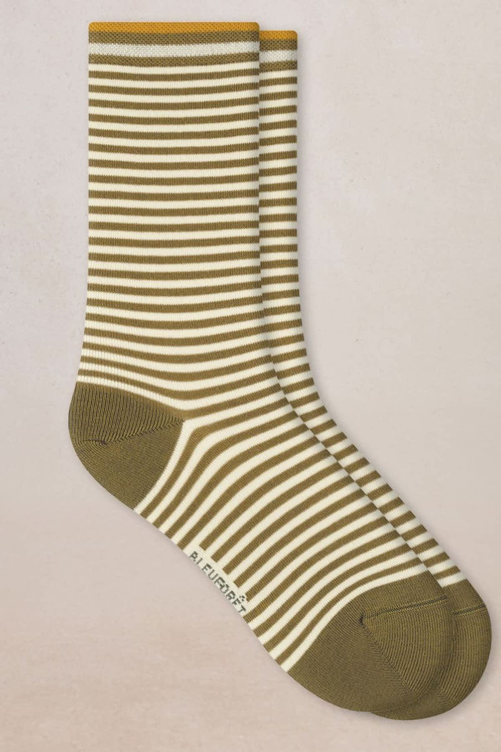 Chaussettes rayées en coton vue de face pour femme Bleuforêt