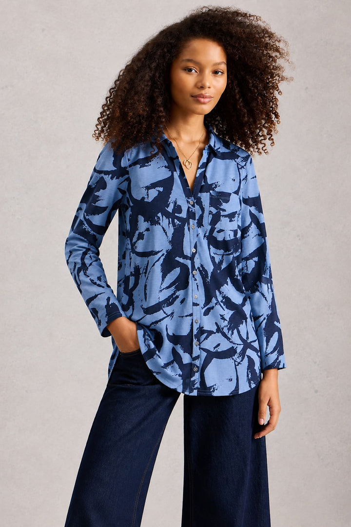 Vue de face chemise longue imprimé abstrait White Stuff multicolore pour femme - Valérie Simon