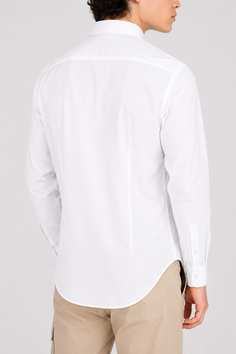 Front view of a white Fradi men's sport shirt with contrasting buttons - Valérie Simon