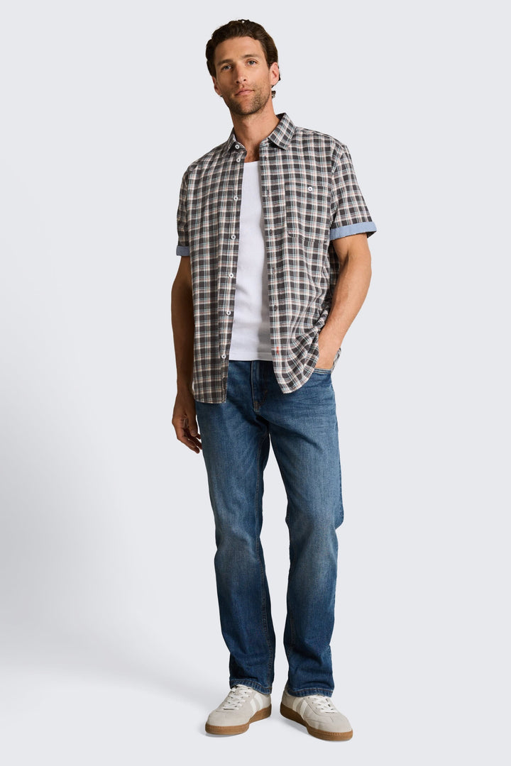 Vue de côté chemise à carreaux Tom Tailor pour homme rouge - Valérie Simon