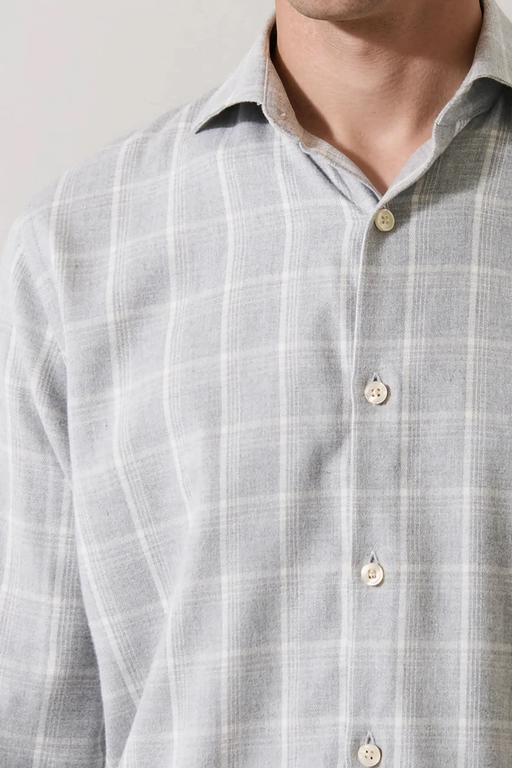 Men's plaid sport shirt in cotton and lyocell Patrick Assaraf