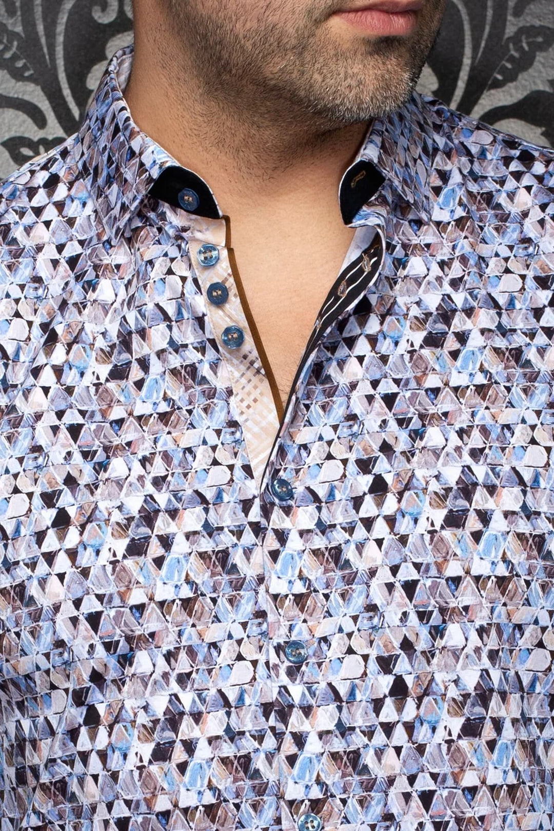 Chemise sport à imprimé géométrique pour homme Au noir