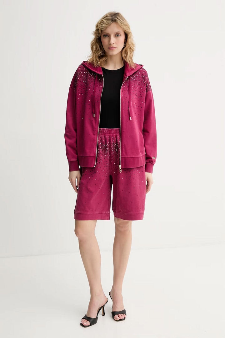 Bermuda shorts embellished with rhinestones