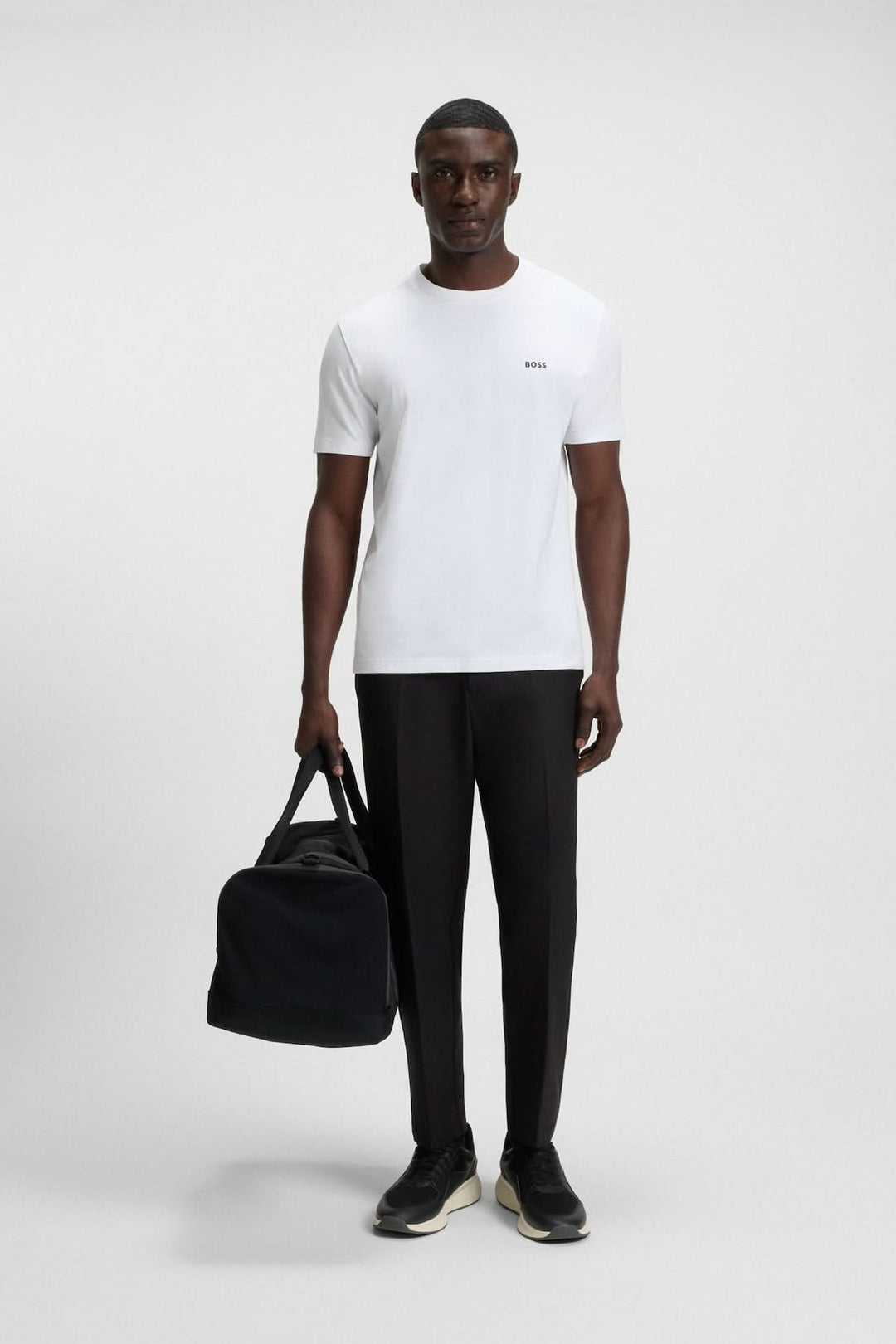 Stretch cotton T-shirt with logo