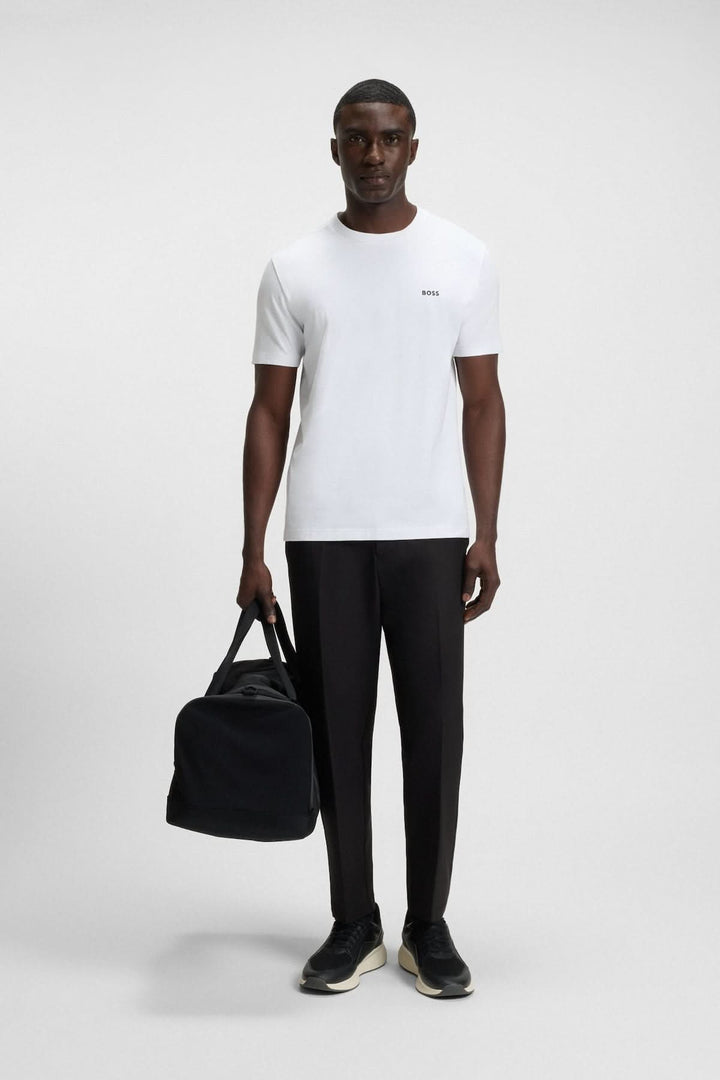 Stretch cotton T-shirt with logo