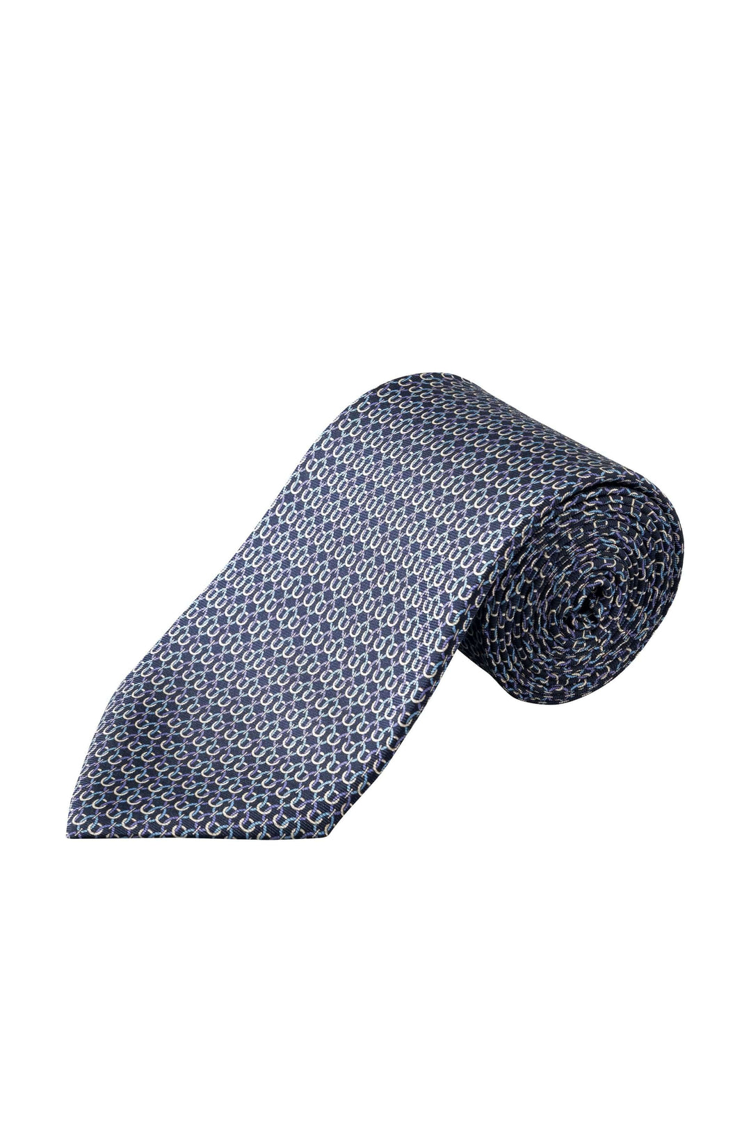 Cravate à motif géométrique en tissu soyeux, idéale pour une tenue formelle et sophistiquée.