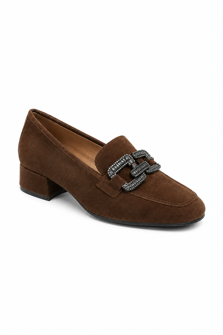 Mocassins en suède à maillons ornés