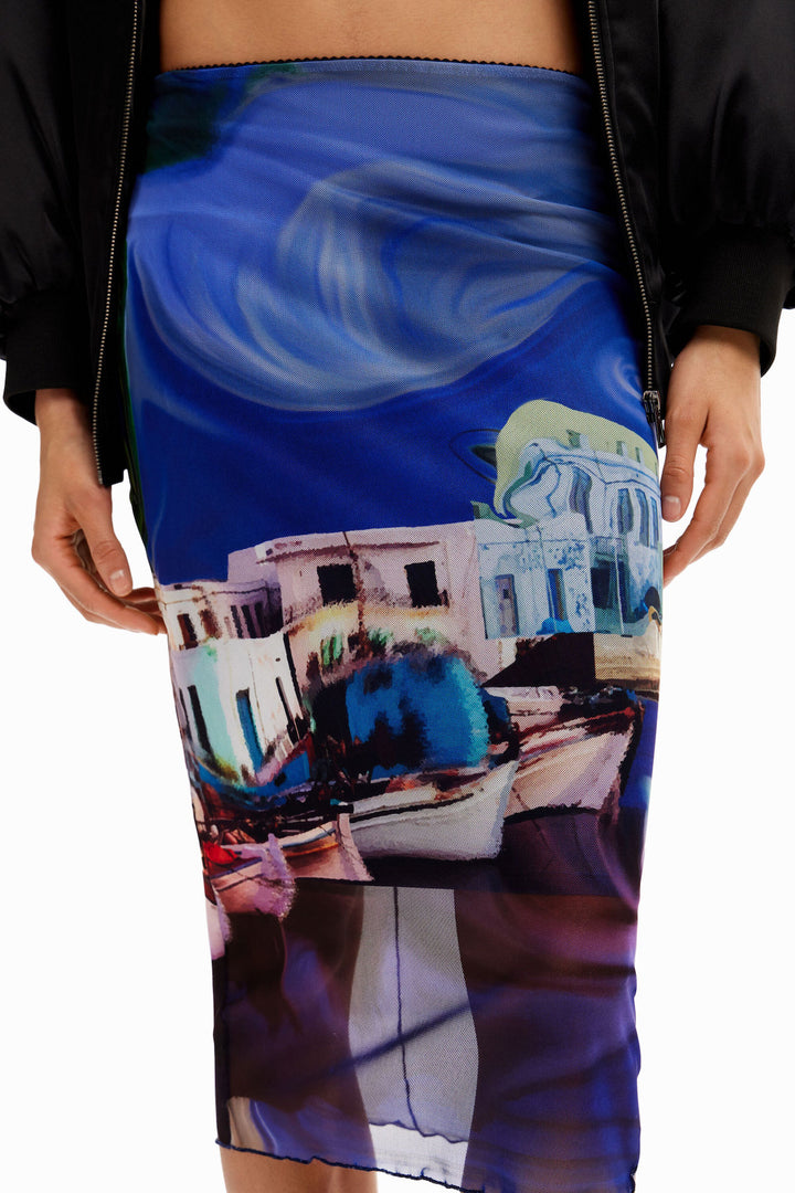 Landscape print skirt