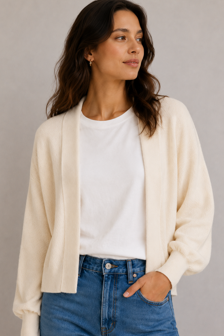 Lightweight open-front knit cardigan
