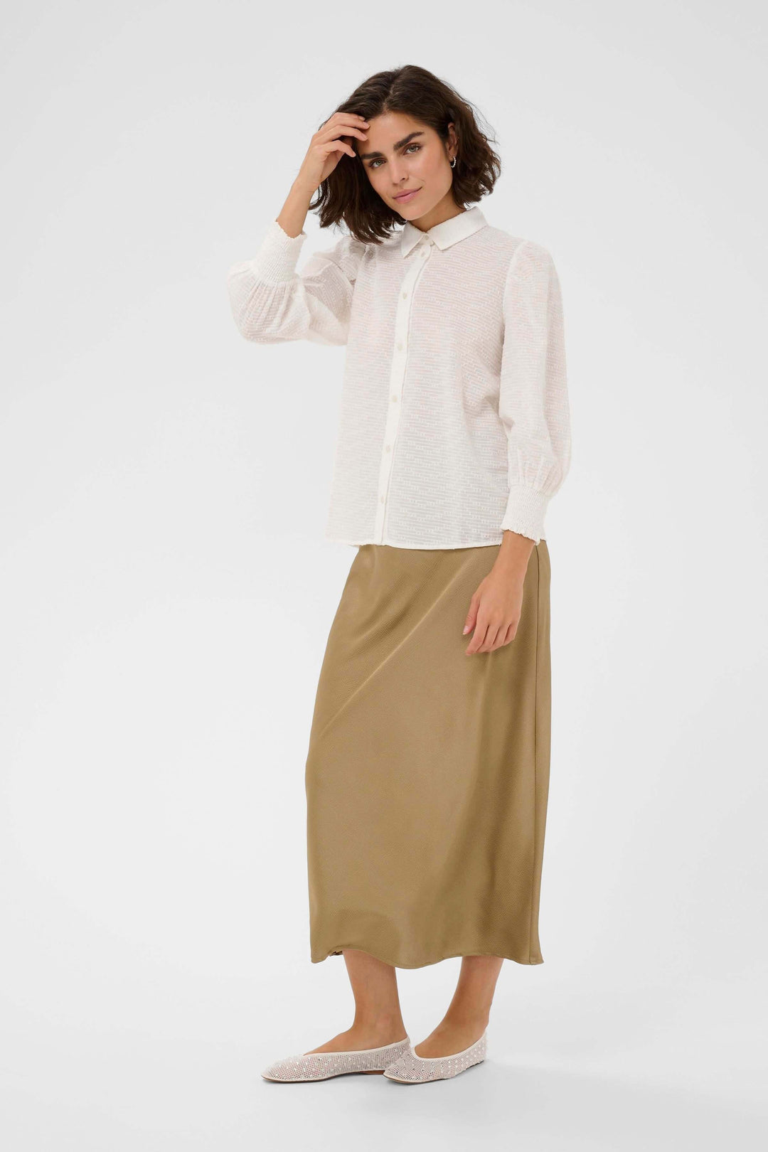 Chemise Penelope texturée à manches bouffantes