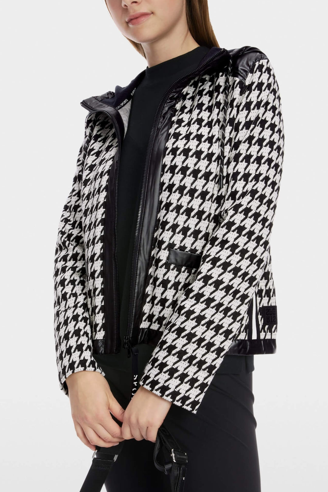 Houndstooth jacket with hood