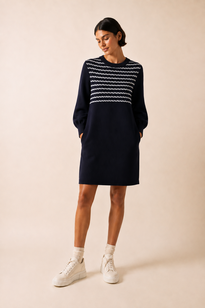 Robe Sana en tricot à motif contrastant