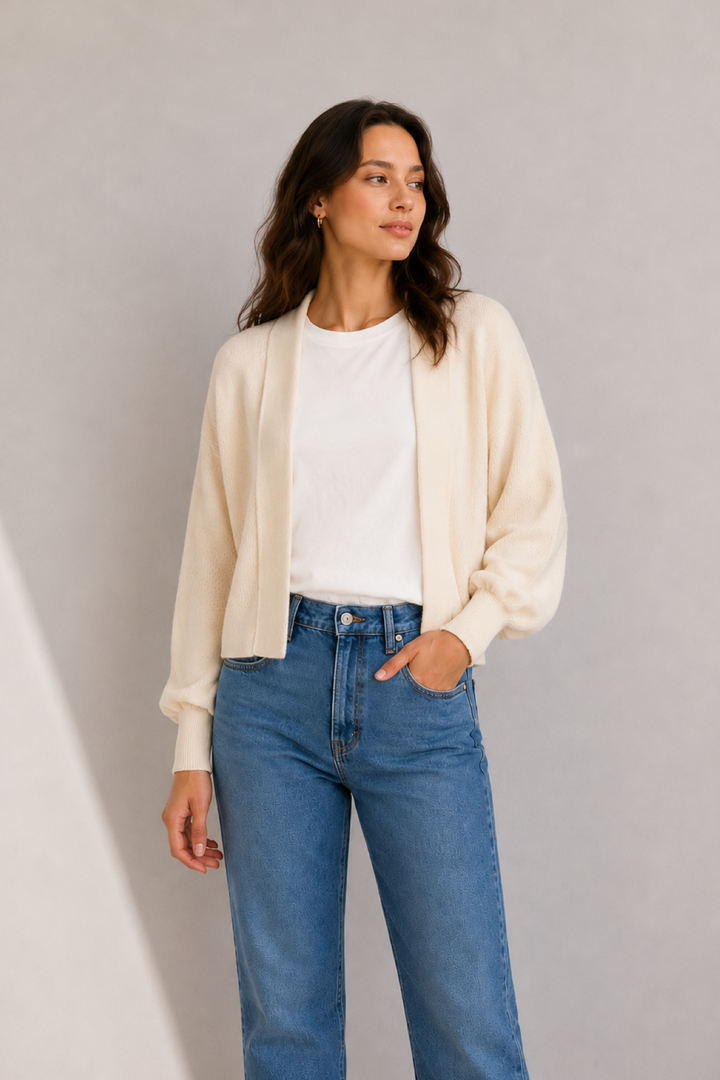 Lightweight open-front knit cardigan