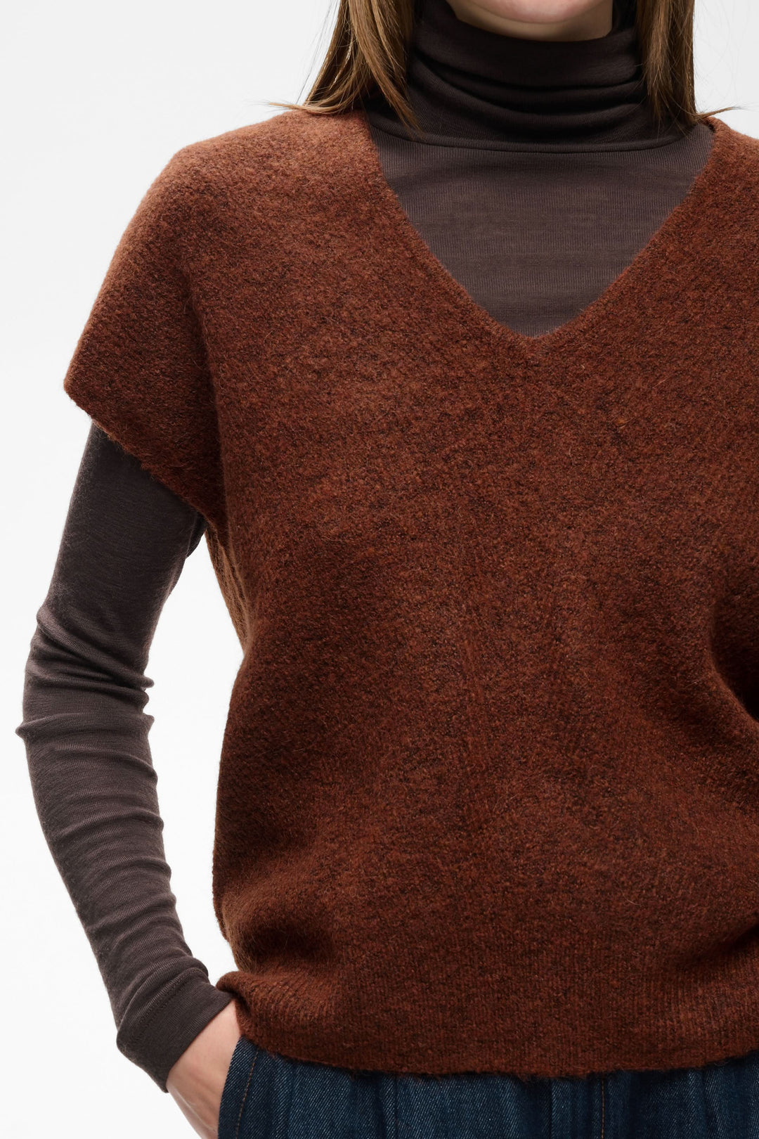 Veste sans manches Guna en maille à col V