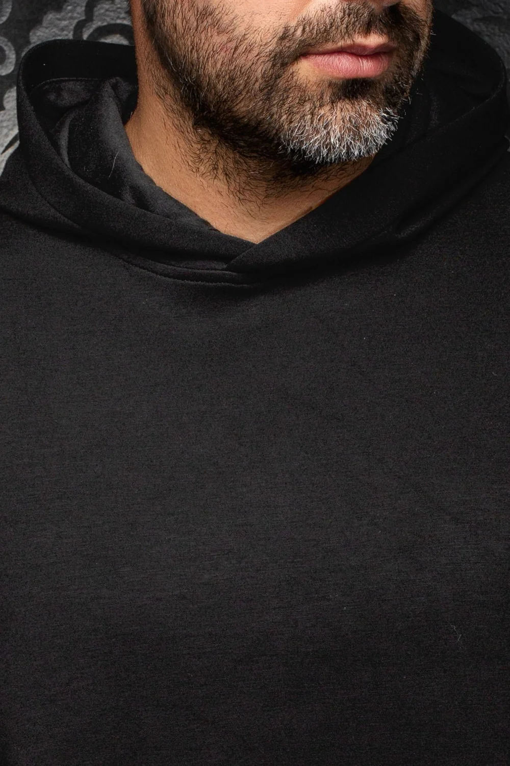 Stretch fabric hooded sweatshirt 