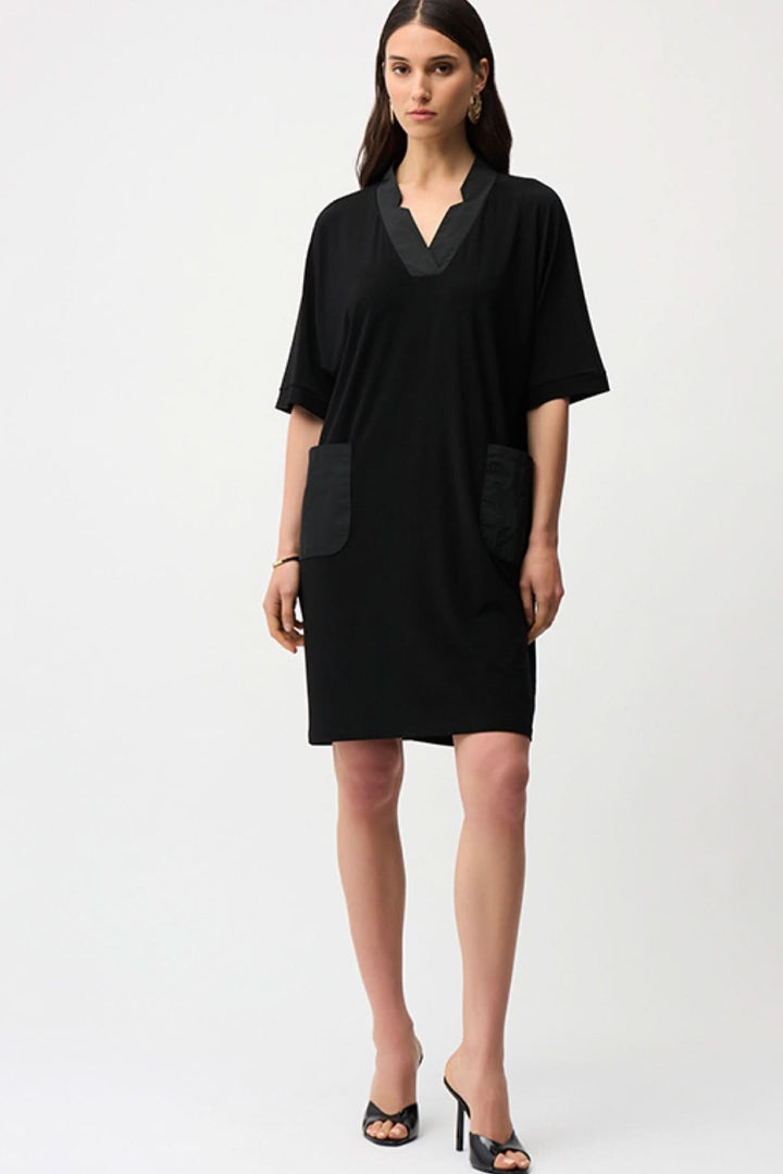 Straight-cut dress with an open neckline