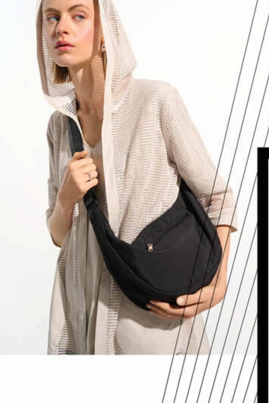 Openwork hooded jacket