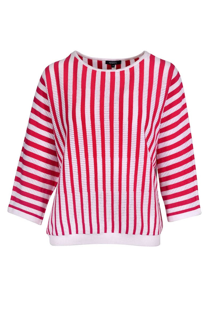 Striped sweater with three-quarter sleeves