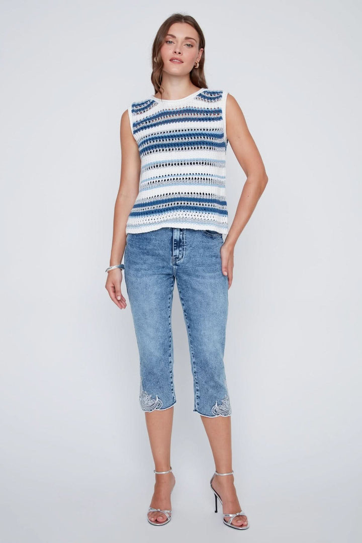 Openwork sleeveless sweater