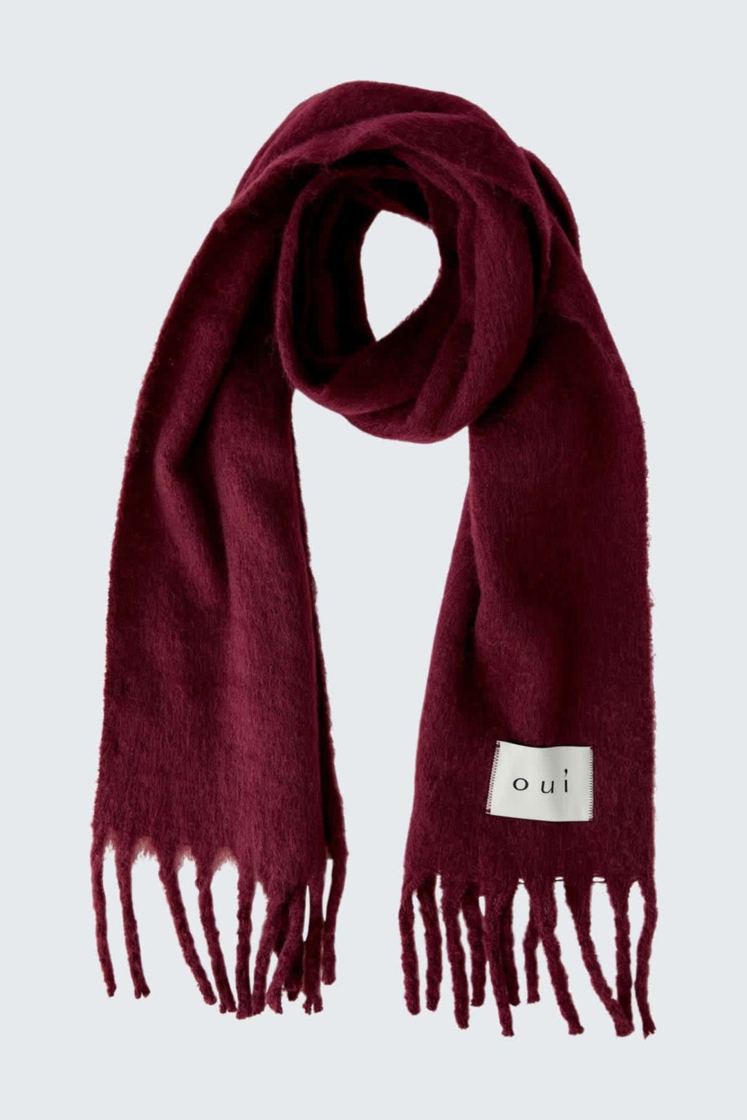 Foulard long à franges vue de face pour femme Oui