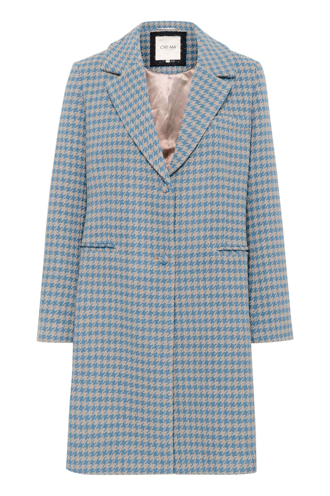 Manteau Westie à motif pied-de-poule et coupe droite élégant et structuré.