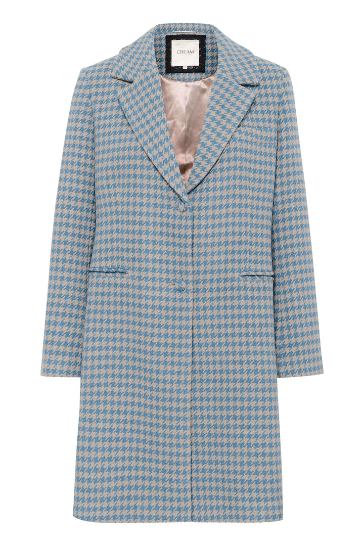 Manteau Westie à motif pied-de-poule et coupe droite élégant et structuré.