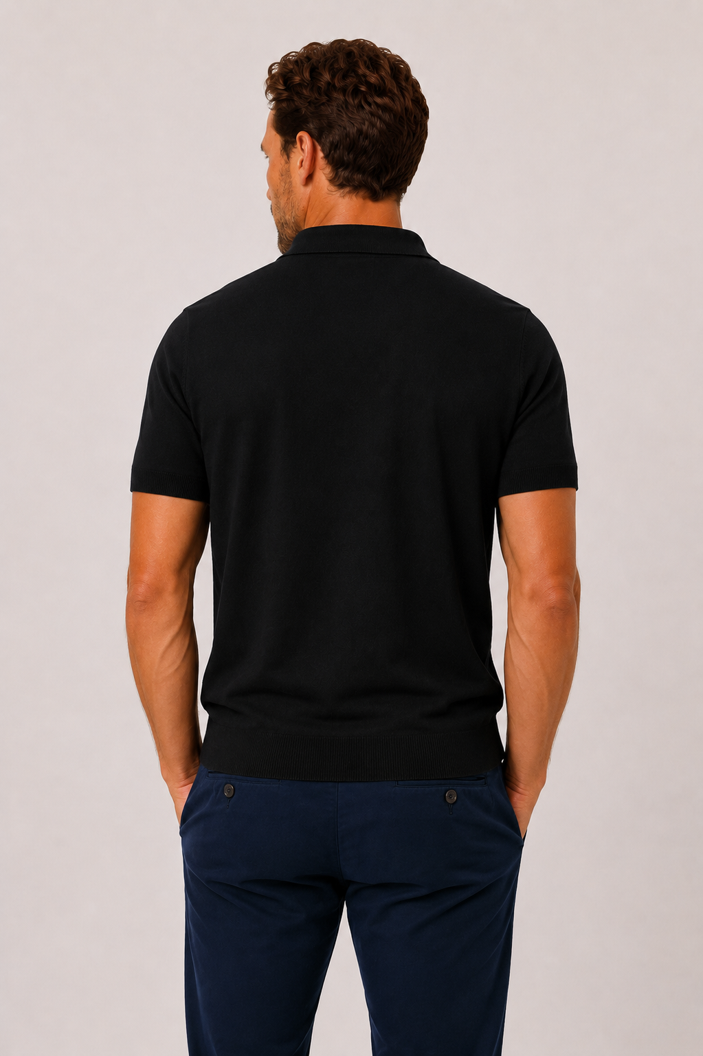 Ultra-soft knitted cotton polo shirt