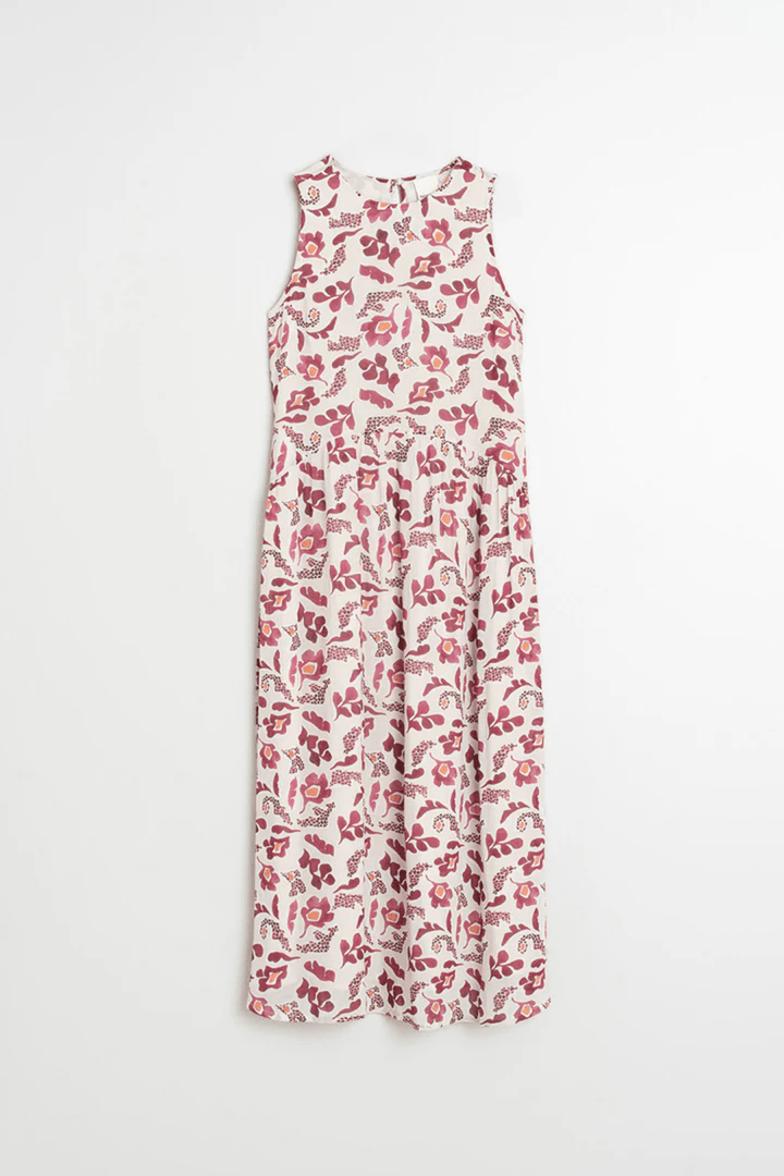 Long sleeveless printed dress