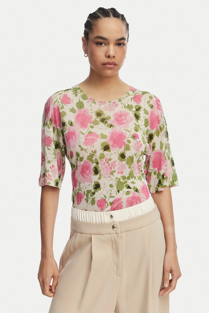 Floral-print sweater