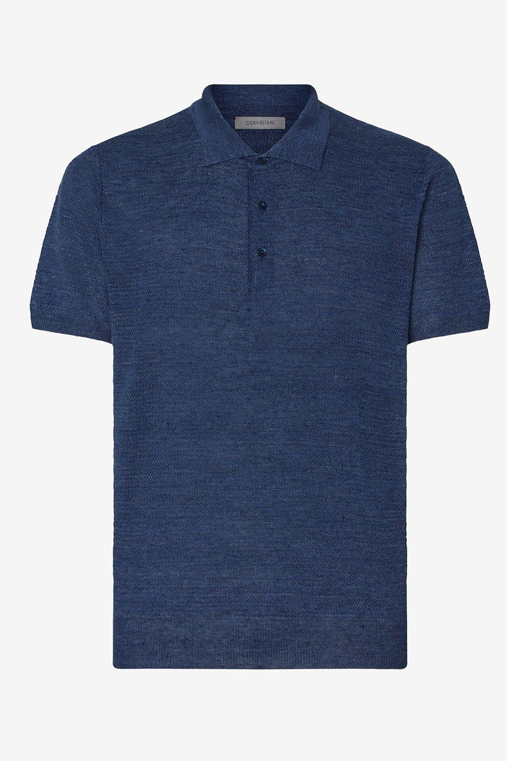 Linen and silk buttoned polo shirt