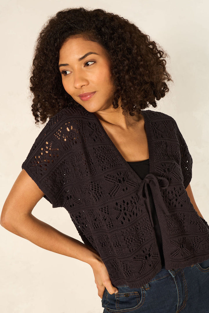 Openwork knit cardigan