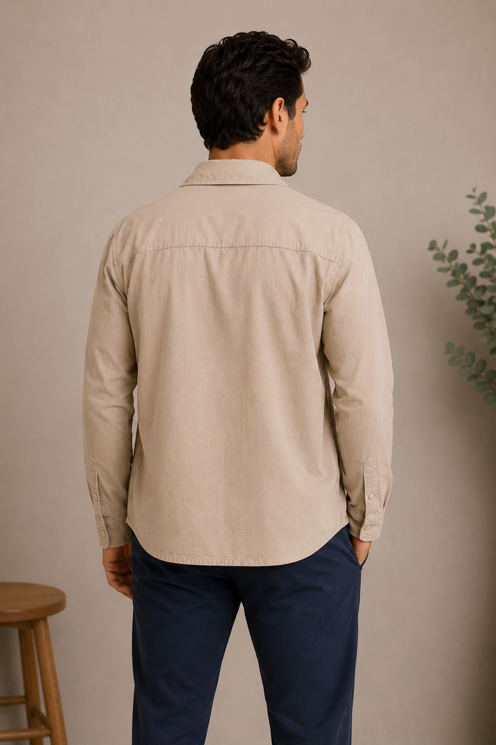 Utility overshirt in stretch cotton