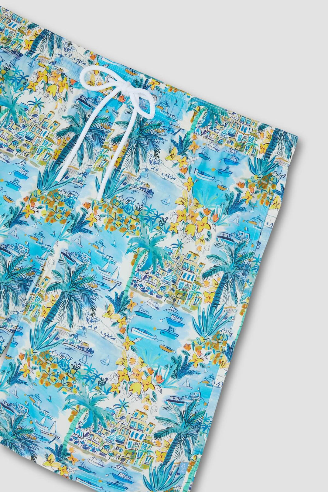 Blue and yellow tropical print swimsuit