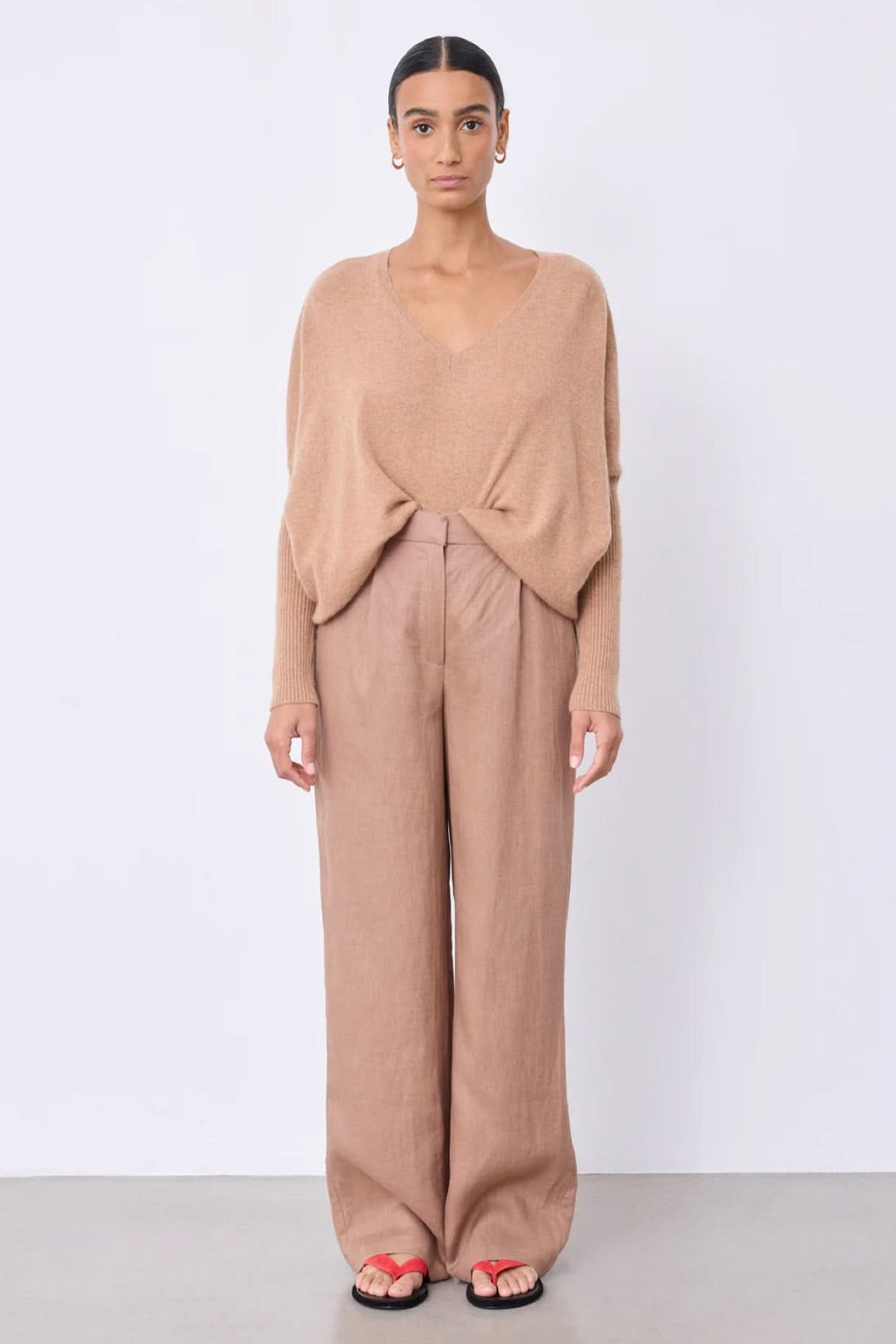 Paula Wide-Leg Flowy High-Waisted Pants Size