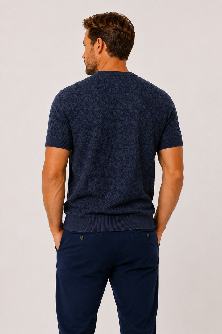 textured linen and cotton T-shirt