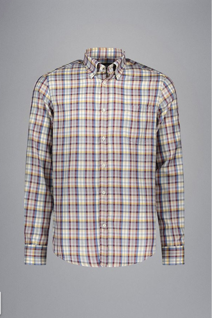 Chemise en flanelle à carreaux multicolores, douce et légère, à col boutonné classique.